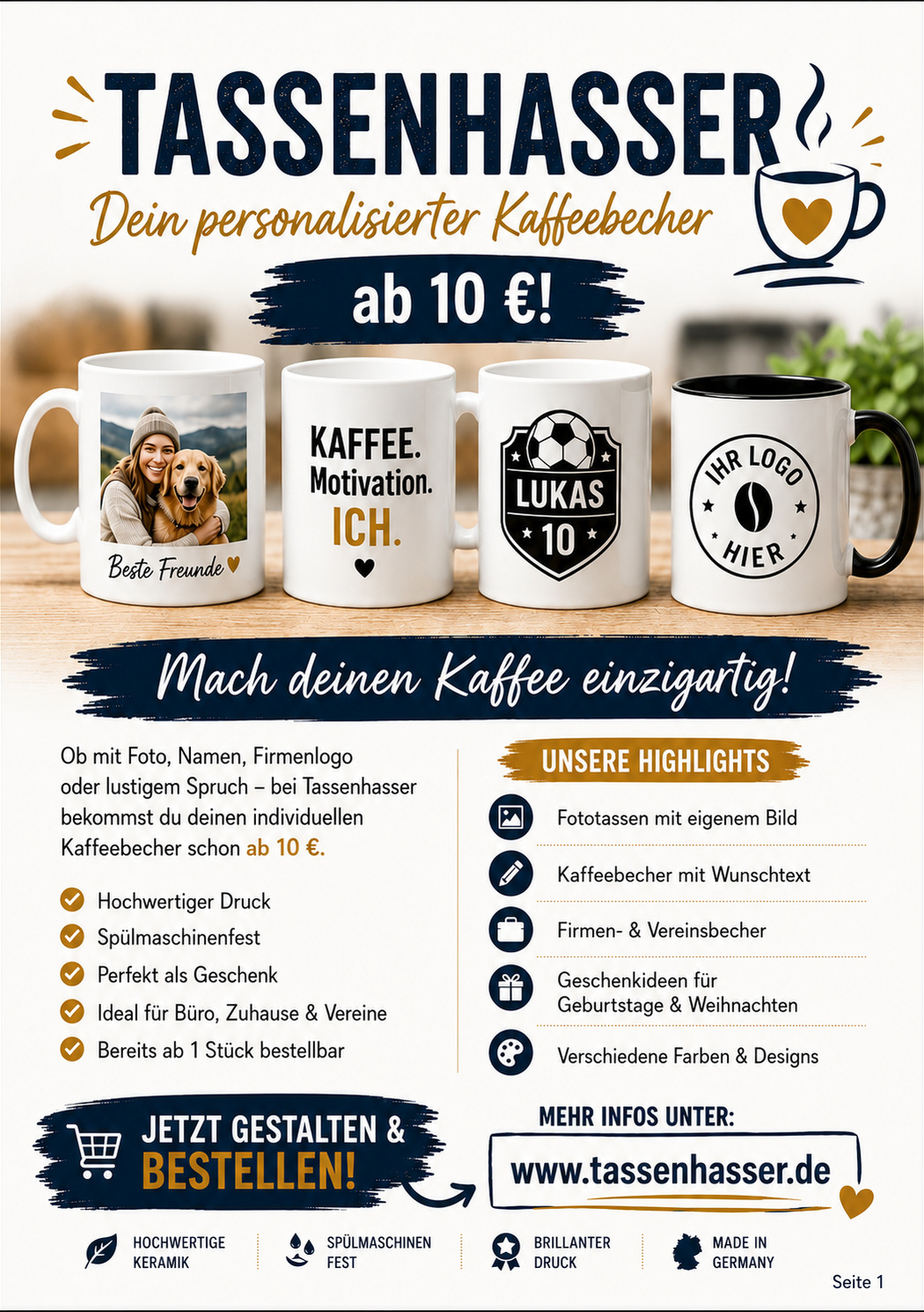 Tassenhasser A5 Blätterflyer Seite 1